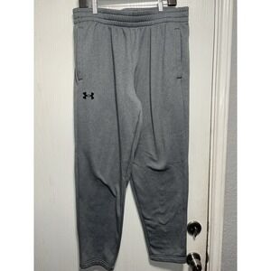 Under Armour UA‎ Icon Fleece Pants Mens XL Gray Sweatpants Loose Drawstring Logo